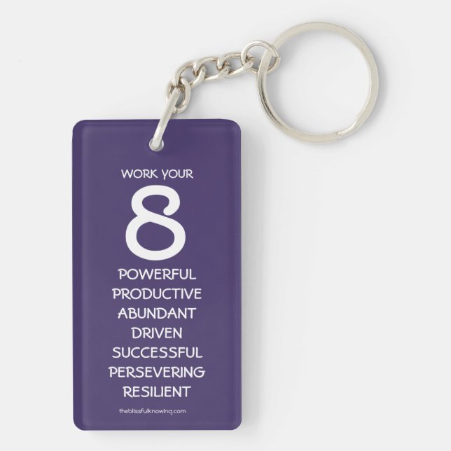 "Travaillez votre 8" porte - clé de Numerology (Dos)