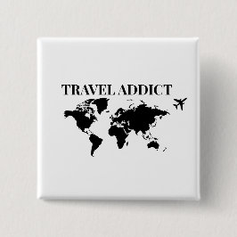 Travel addict - world travel gift button