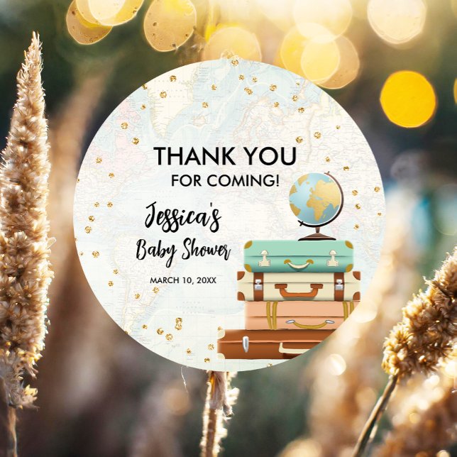 Travel Adventure Gold Confetti Baby Dusche Geschenkanhänger (Von Creator hochgeladen)