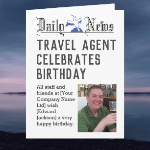 Travel Agent Birthday Card zum Personalisieren Karte