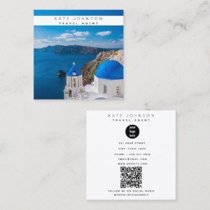 Travel Agent Business Logo Fotograf Santorini Quadratische Visitenkarte