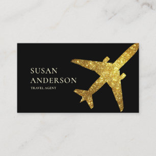 Travel Agent Imitats Gold Glitzer Flugzeug Visitenkarte