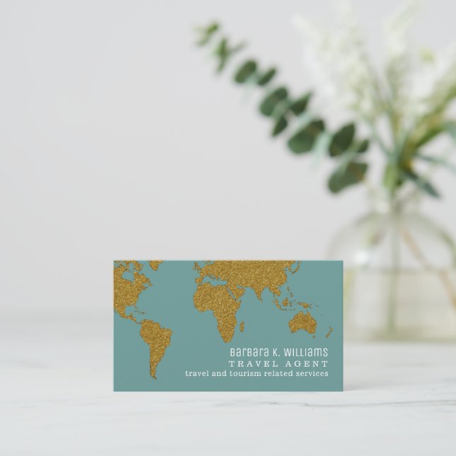 Travel Agent Moderne staubfreie, aquamarin-blaue V Visitenkarte (Stehend Vorderseite)