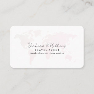 Travel Agent Pale Pink Weltkarte Visitenkarte