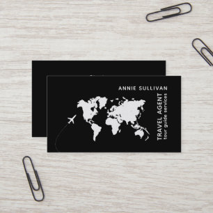 Travel Agent . schwarz mit Weltkarte Visitenkarte