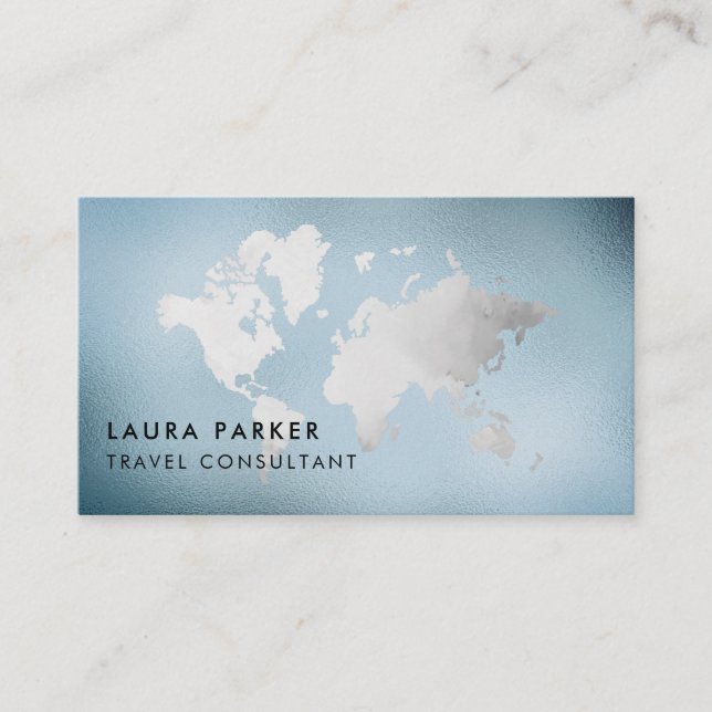 Travel Agent Watercolor World Map Tourism Booking Visitenkarte (Vorderseite)