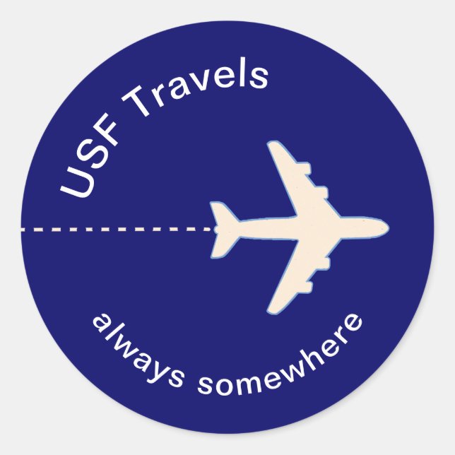 Travel Airplane benutzerfreundlich blau Runder Aufkleber (Vorderseite)