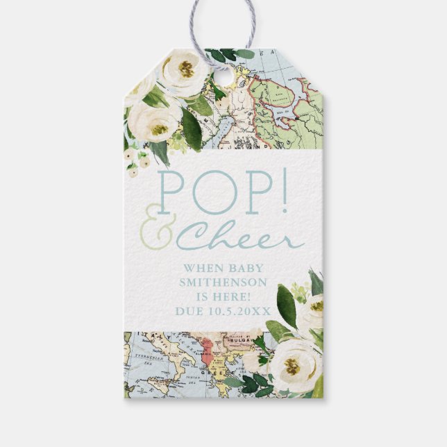 Travel Baby Dusche Pop Cheer Mini Flasche Gefallen Geschenkanhänger (Vorderseite)