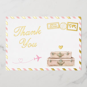 Travel Baby Girl Douche Carte de remerciements Ros