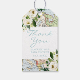 Travel Baby Shower Map Blume Vielen Dank Geschenkanhänger