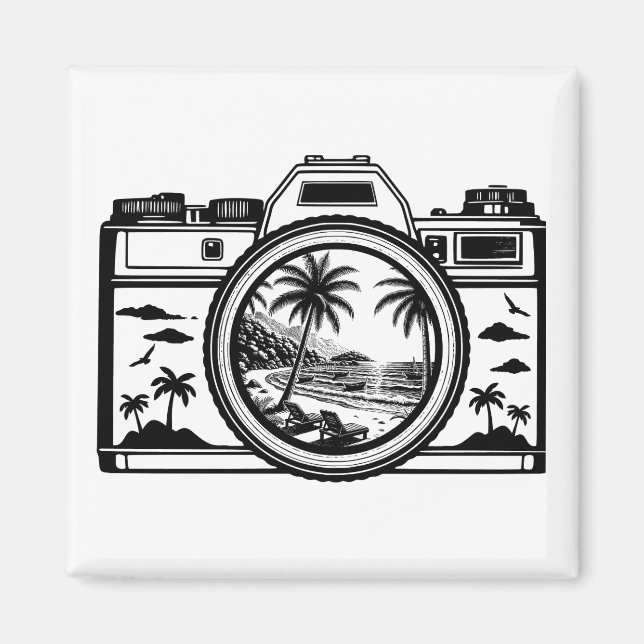 Travel Beach Photography Camera   Magnet (Vorne)
