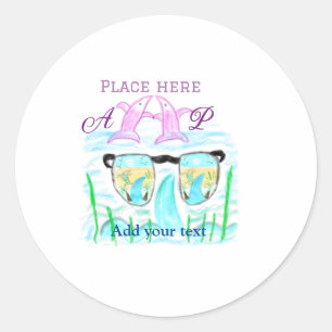 Travel Beach Sommer Namensschild Platz Delphine hi Runder Aufkleber