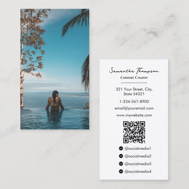 Travel Blogger Influencer Content Creator Foto Visitenkarte (Vorne/Hinten)