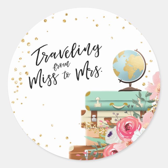 Travel Brautparty Adventure Miss zu Mrs. Favor Runder Aufkleber (Vorderseite)