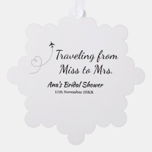 Travel Brautparty Namensdatum fehlen Frau Sim Ornament Karte