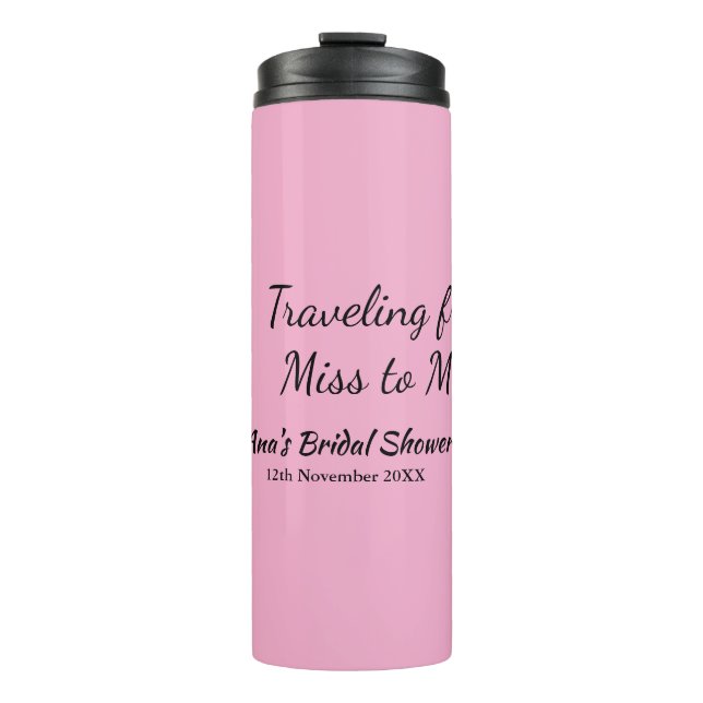 Travel Brautparty Namensdatum fehlen Frau Sim Thermosbecher (Vorderseite)
