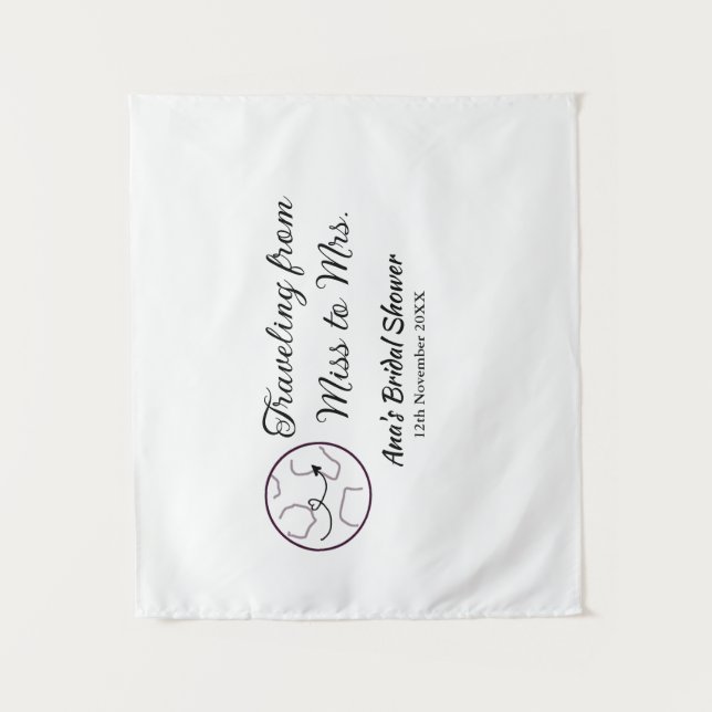 Travel Brautparty Namensdatum fehlen Frau Sim Wandteppich (Vorderseite)