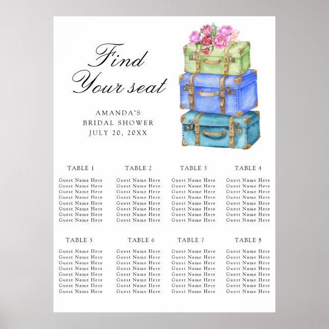 Travel Bridal shower Wedding seating chart Poster (Vorne)