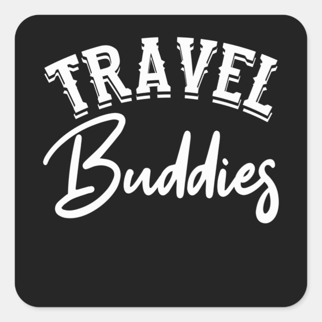 Travel Buddies Funny Group Vacation Matching Quadratischer Aufkleber (Vorderseite)