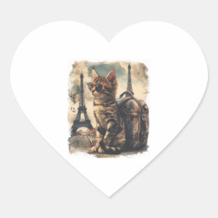 Travel Buddy Cat Herz-Aufkleber