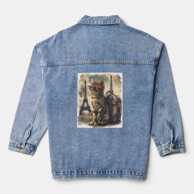 Travel Buddy Cat Jeansjacke (Rückseite)