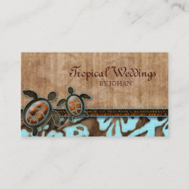 Travel Business Card Turtles Brown Blue Visitenkarte