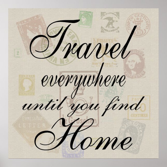 Travel Everywhere - Vintage Stamp Poster (Vorne)