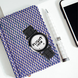Travel Flight Crew Black Airplane Wanderlust Armbanduhr