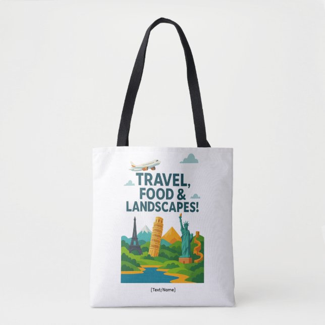 Travel, Food & Landscapes Tote Bag | Add Text/Name Tasche (Vorderseite)