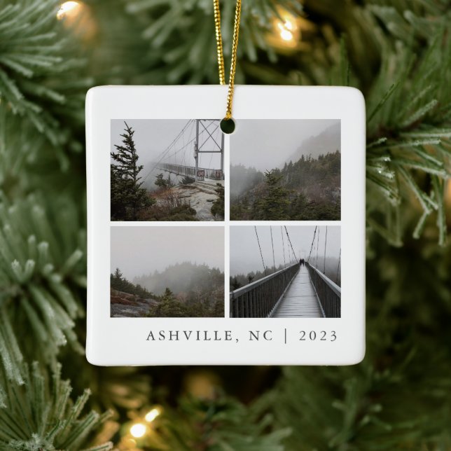 Travel Foto Collage Custom Vacation Keepake Keramikornament (Baum)