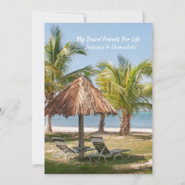 Travel Friends Beach Palm Trees Personalize Dankeskarte