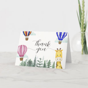 Travel Hot Air Ballon Jungle Giraffe Babydusche Dankeskarte