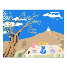 Travel keepsake Greek afternoon olive tree scene Fotodruck