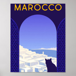 *~* Travel Marocco Marokko Katzenfenster blau Poster