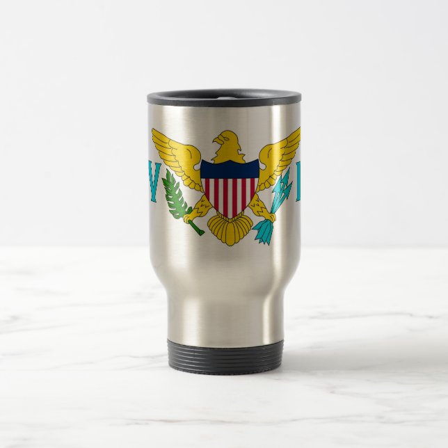 Travel Mug mit Flag Jungfrau Islands - USA Reisebecher (Mittel)