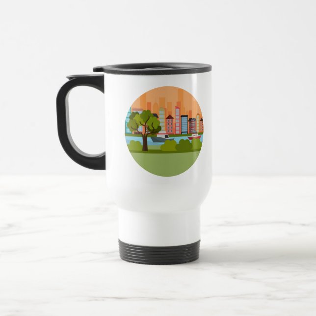 Travel Mug With A City Scene (Gauche)