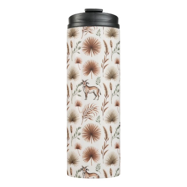 Travel mug with a pattern of brown and green thermosbecher (Vorderseite)