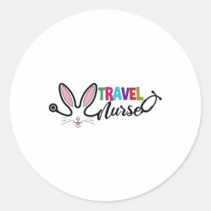Travel Nurse Bunny Oaster Stethoscope Travel Nursi Runder Aufkleber
