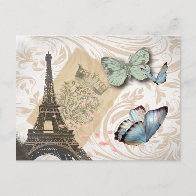 Travel Paris Effiel Tower Wedding speichern Sie da Ankündigungspostkarte (Vorderseite)