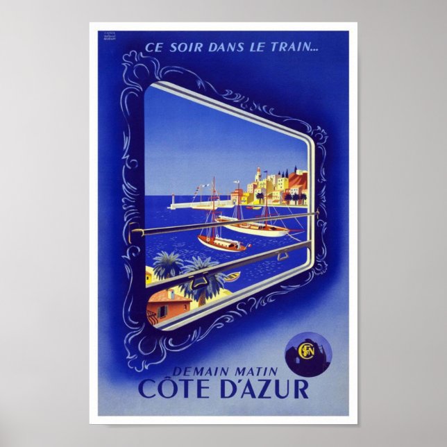 Travel Poster Vintag Train Frankreich Côte d'Azur (Vorne)