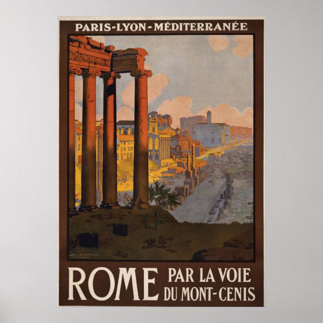 Travel Poster-Zugverbindung Paris Rom Italien Poster (Vorne)