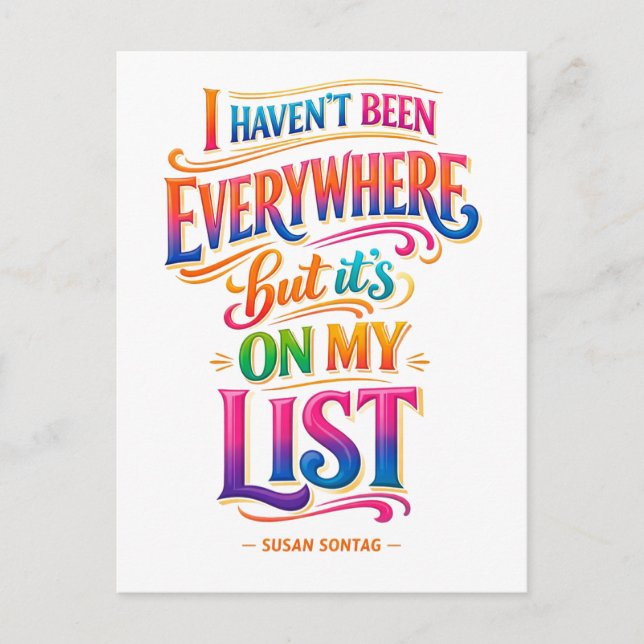 Travel Quote: It's on My List Postkarte (Vorderseite)