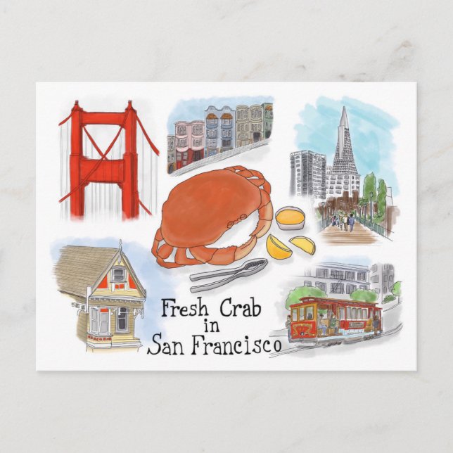 Travel Sketch Postkarte: Crab in San Francisco Postkarte (Vorderseite)