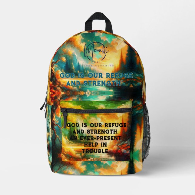Travel Smart God ist unser Retuschierpaket Bedruckter Rucksack (Vorderseite)