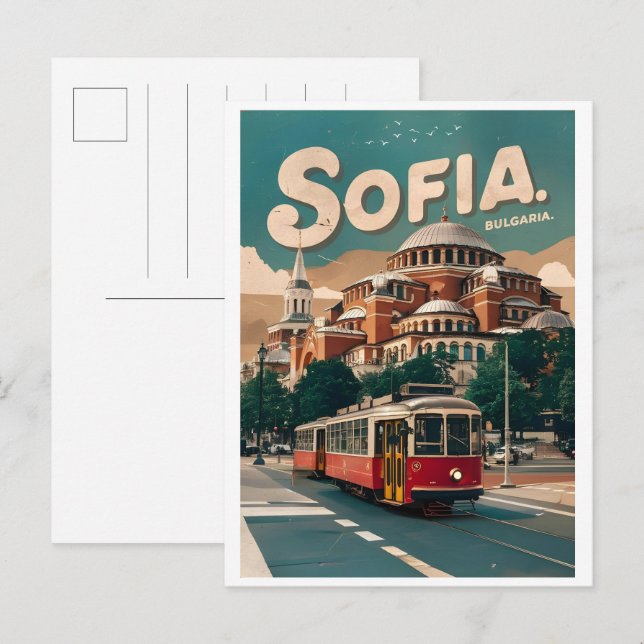 Travel Sofia, Bulgarien Vintage Geschenke Stadtbah Postkarte (Vorne/Hinten)