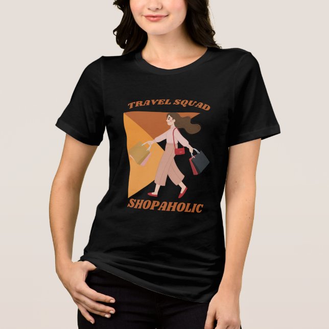 Travel Squad Shopaholic Retail Therapie Tri-Blend Shirt (Vorderseite)
