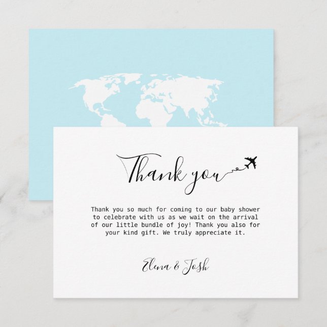 Travel-Thema Babydusche Niedlich Flat Danke Karte (Vorne/Hinten)