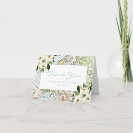 Travel Theme Baby Showroom Blue Map Vielen Dank Dankeskarte