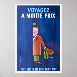 Travel Train Plane Luggage Retro Vintage Poster