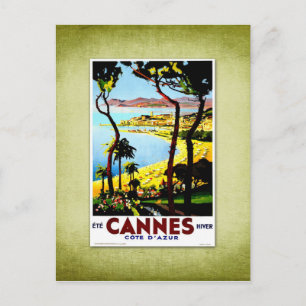 Travel Vintage Poster Cannes Frankreich Postkarte